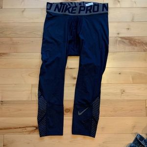 New Nike PRO Compression Tights 3/4 Size Medium Navy